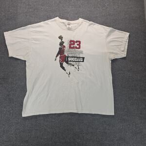 Michael Jordan "I Succeed" Graphic T-Shirt White XXL Fruit of the Loom MJ Quote